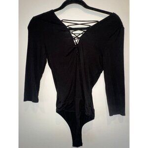 bebe Black Crisscross Back Long Sleeve Tops